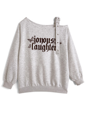 ワンショルダーロゴプリントスウェットトップス