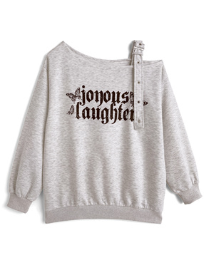 ワンショルダーロゴプリントスウェットトップス