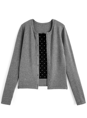 ドット柄レイヤード風ニットトップス