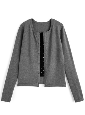 ドット柄レイヤード風ニットトップス