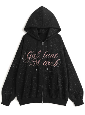 配色ロゴ刺繍ダブルジップスウェットパーカー