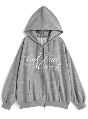 配色ロゴ刺繍ダブルジップスウェットパーカー