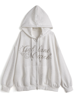 配色ロゴ刺繍ダブルジップスウェットパーカー