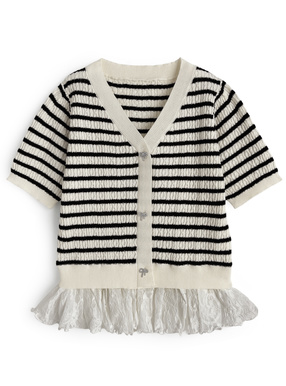 レースドッキングケーブル編みニットトップス