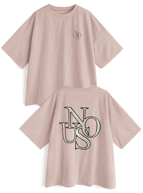 ラインストーンバックドットロゴ刺繍Tシャツ