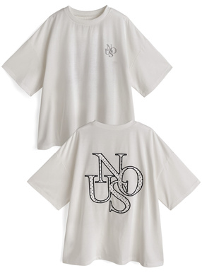 ラインストーンバックドットロゴ刺繍Tシャツ