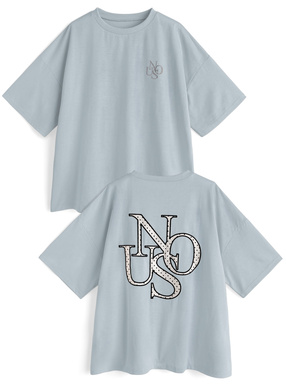 ラインストーンバックドットロゴ刺繍Tシャツ