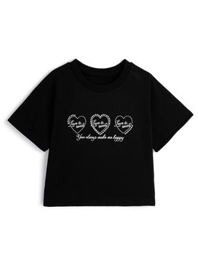 ハートロゴ刺繍パールTシャツ