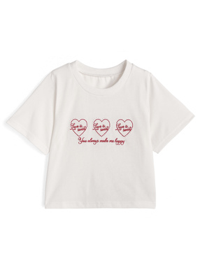ハートロゴ刺繍パールTシャツ