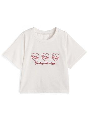 ハートロゴ刺繍パールTシャツ