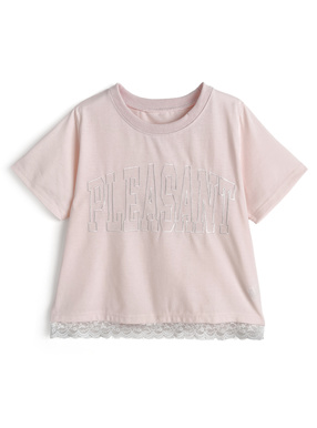 ロゴ刺繍レースTシャツ