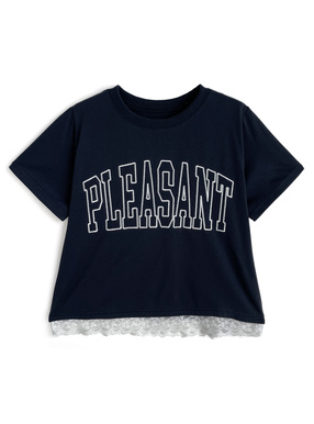 ロゴ刺繍レースTシャツ