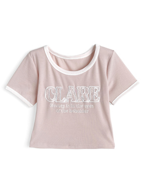 レースロゴ刺繍リンガーTシャツ