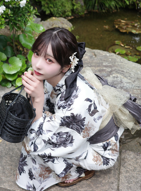水彩フラワー浴衣セット