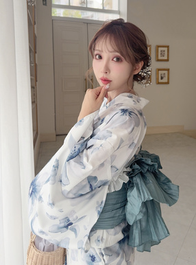 水彩花柄浴衣セット