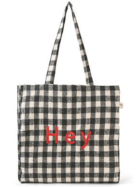 チェック柄ロゴ刺繍トートバッグ