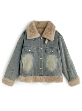 襟2Wayファーデニムジャケット