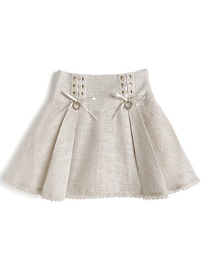 インパン裏地付きチャームレースアップツイードスカート