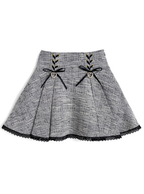 インパン裏地付きチャームレースアップツイードスカート