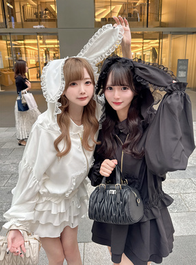 うさ耳レースフリルジップパーカー