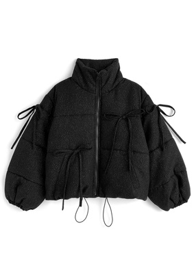 ラメツイードリボンダウンジャケット