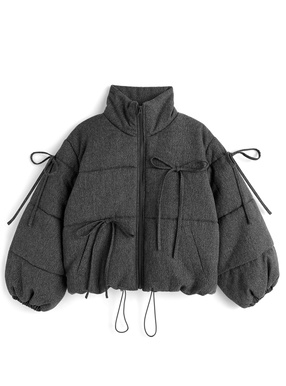 ラメツイードリボンダウンジャケット