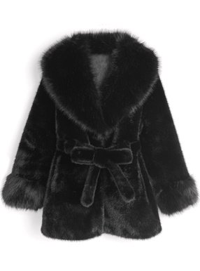 リボンベルト付きファーガウンコート