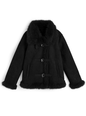 襟2Wayファースエードベルトジャケット