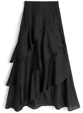 アシンメトリーフリルロングスカート