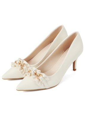 フリルバックルポインテッドトゥパンプス