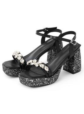 ビジューストラップグリッターソールサンダル