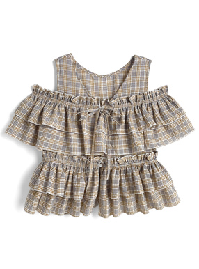 3Wayチェック柄フリルブラウス