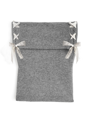 サイドレースリボンオフショルダーニットトップス