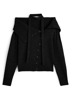 タイ付きオフショルダーニットトップス