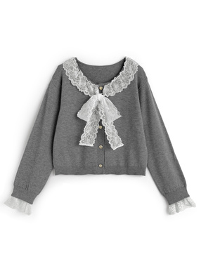 レースリボンニットカーディガン