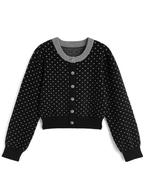 ドット柄配色ニットカーディガン