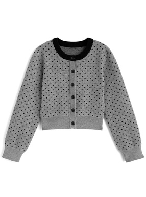 ドット柄配色ニットカーディガン