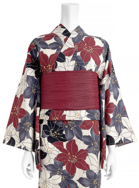 百合柄浴衣セット