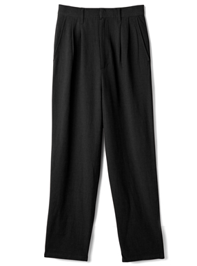 リネンタッチコットン混タックテーパードパンツ