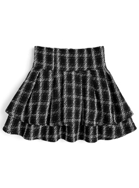 ハイウエストツイードチェックフレアミニスカート