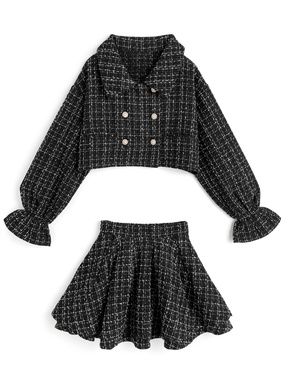 ツイードジャケット×フリルミニスカートセットアップ