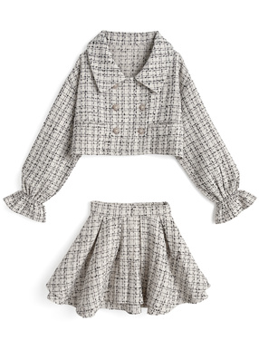 ツイードジャケット×フリルミニスカートセットアップ