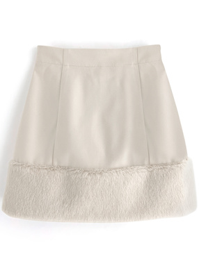 インパン裏地付きファー切替ミニスカート