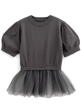 チュールペプラムニットトップス