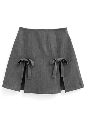 インパン裏地付きリボンプリーツミニスカート