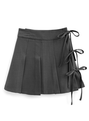 サイドリボンプリーツミニスカート