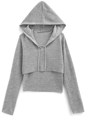 タンクトップ×クロップド丈パーカーニットアンサンブル