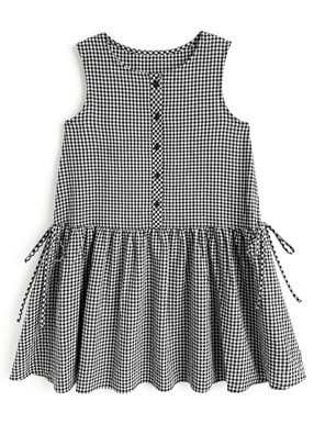 ギンガムチェック柄リボンノースリーブワンピース
