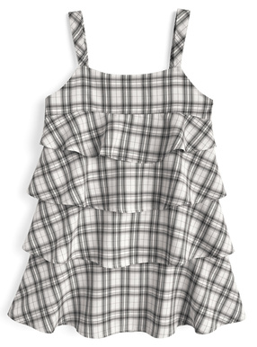 チェック柄ティアードキャミワンピース