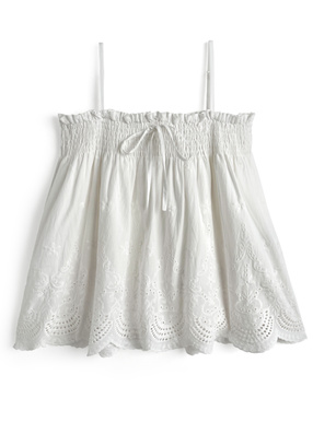 スカラップ刺繍リボンキャミソールブラウス